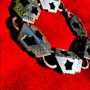 Biker Bracelet Sterling Silver 925” Gothic Skull Made in New York Davidov, Large
